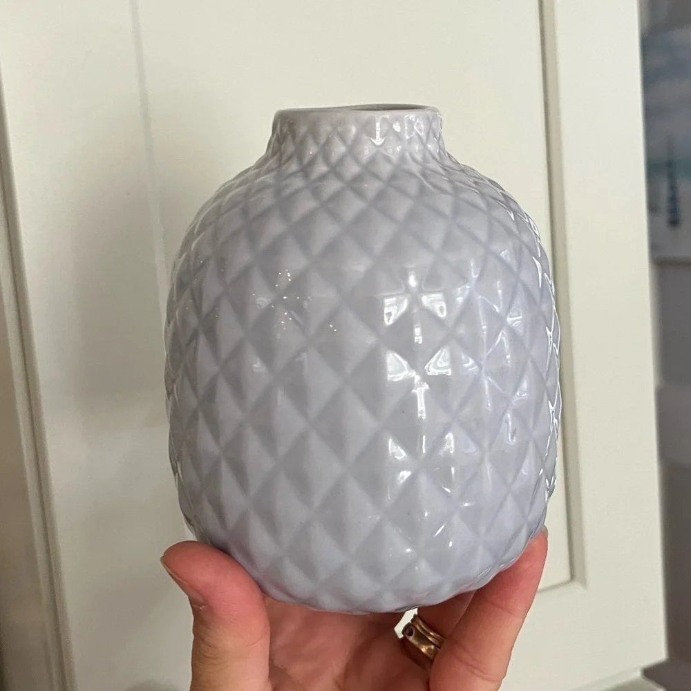 IKEA Textured Pale Periwinkle Ceramic Vase